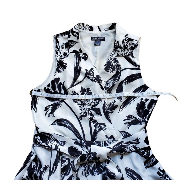 Jessica Howard Dress Sleeveless Fit & Flare Eggshell White Black Floral Sz 16 - Picture 4 of 8
